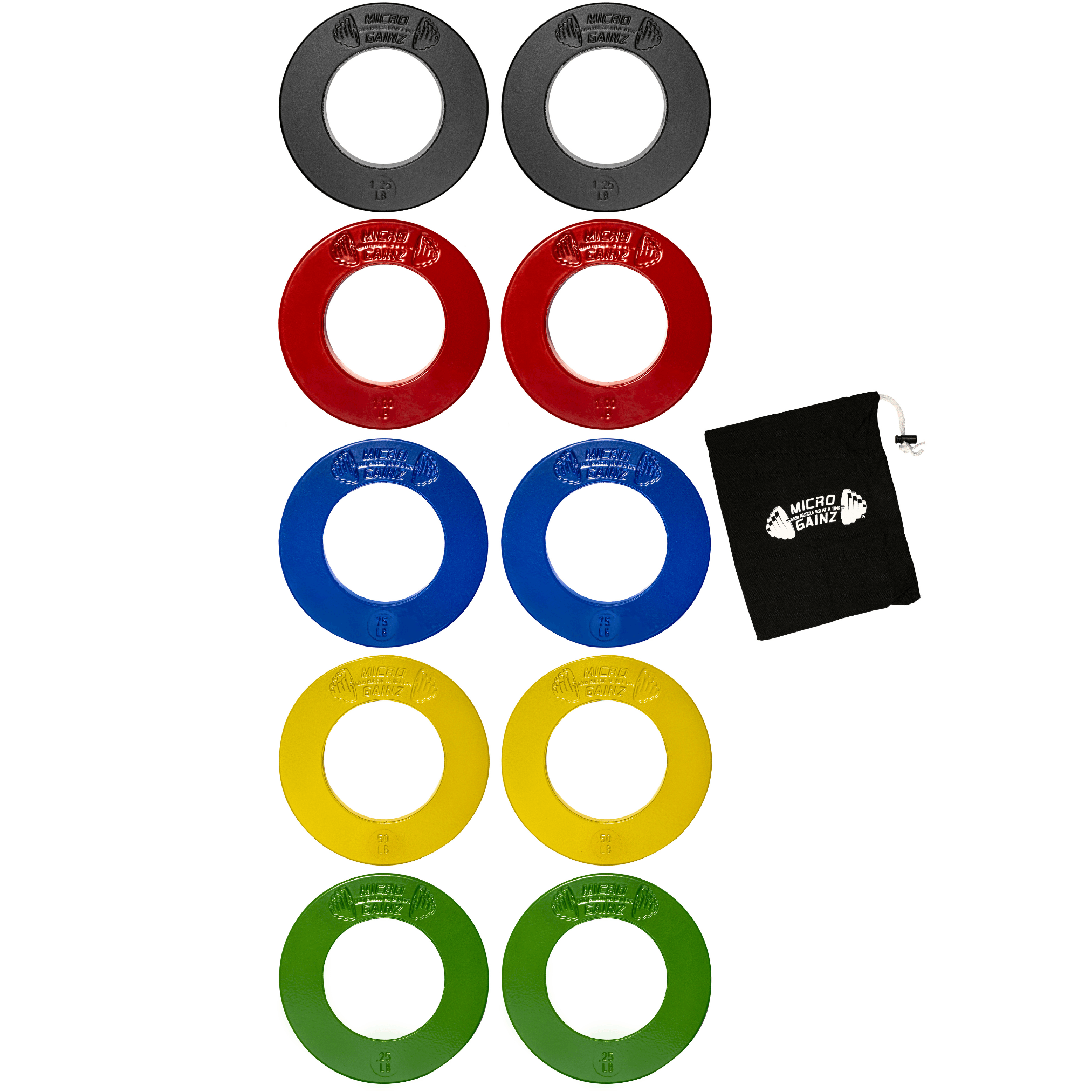 Micro Gainz Olympic Size Fractional Weight Plates, Set Of 10 Plates (0. ...