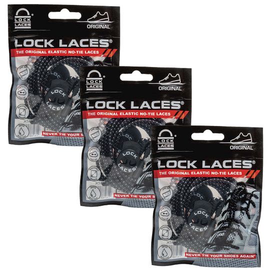 Lock Laces
<br>
<b>Triple Black 3-Pack</b>